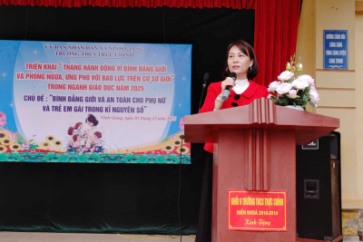 TRƯỜNG THCS TRỰC CHÍNH TỔ CHỨC TUYÊN TRUYỀN VỀ BÌNH ĐẲNG GIỚI VÀ AN TOÀN CHO PHỤ NỮ VÀ TRẺ EM GÁI TRONG KỶ NGUYÊN SỐ